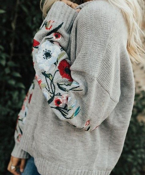 floral embroidered sweater